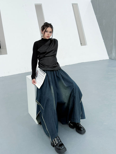 Draped Satin Mix Top